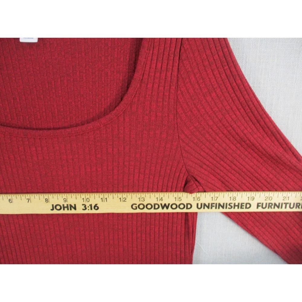 Old‎ Navy Womens Medium Burgundy Red Ribbed Long Sleeve Scoop Neck Mini Dress - Picture 5 of 10